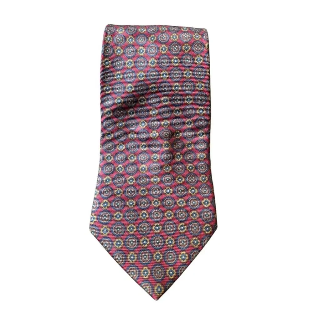 Brooks Brothers Makers Pure Silk Tie Geometric Neat Diamond Pattern Necktie USA